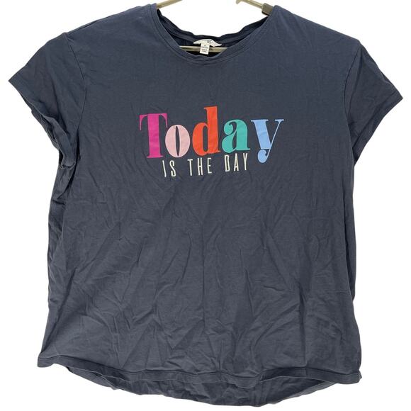 Terra Sky Tee Shirt Women Plus 1X Gray Today Is Not The Day 100% Cotton - Picture 1 of 6